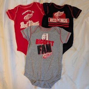NHL Red Wings Kids Bodysuits - Red, Black, Gray